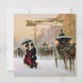 winterparijse Scene Holiday Partij Kaart (Voorkant)