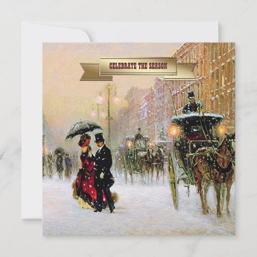 winterparijse Scene Holiday Partij Kaart (Voorkant)