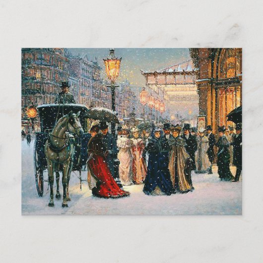 Winterparisian Scene Feestdagenkaart (Voorkant)