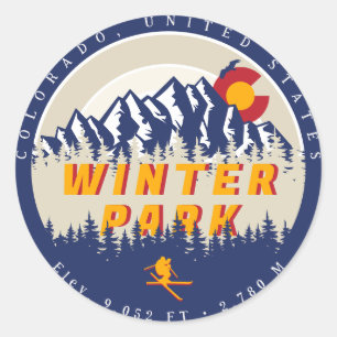 Winterpark Colorado  ski-souvenirs 80s Ronde Sticker