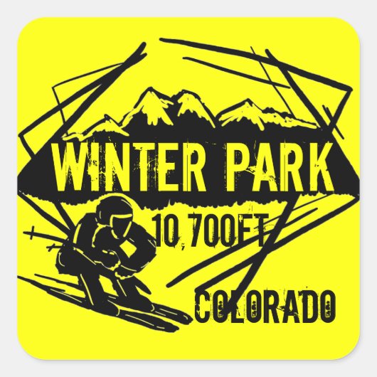 Winterpark Colorado skihoogte gele stickers (Voorkant)