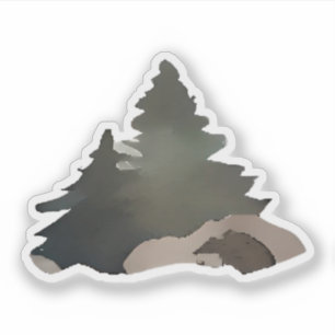 winterpijnbomen-silhouet sticker