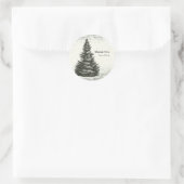  winterpijnboom rustieke houten bruiloft gunst ronde sticker (Tas)