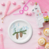 Winterpine Cones Papieren Bordje (Feest)