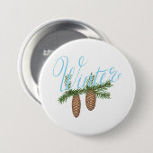Winterpine Cones Ronde Button 7,6 Cm (Voorkant /achterkant)