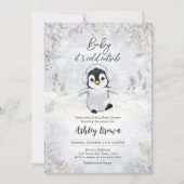Winterpinguïn Baby shower Kaart (Voorkant)