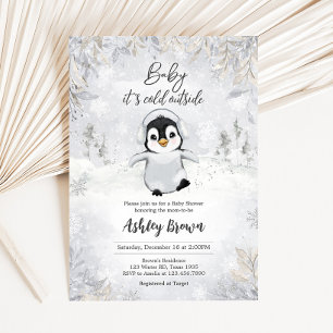 Winterpinguïn Baby shower Kaart