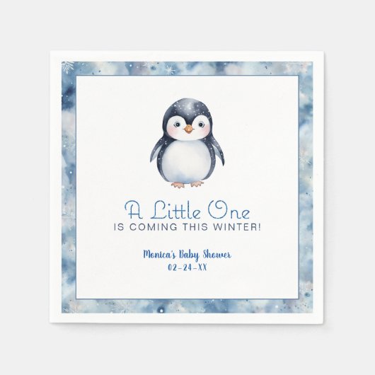 Winterpinguïn Baby shower servetten (Voorkant)