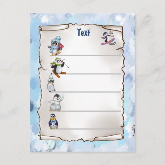 Winterpinguin Briefkaart (Voorkant)