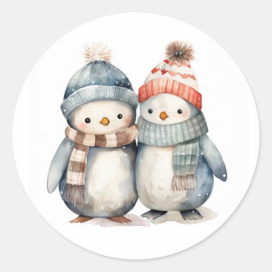 Winterpinguïn Classic Stickers (Voorkant)