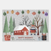 Winterpinguïn hert en panda sneeuwvlokken kerst inpakpapier vel (Voorkant 3)