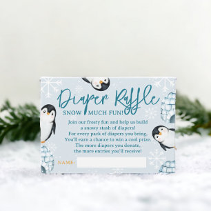 Winterpinguïn igloos luier loterij baby shower informatiekaartje