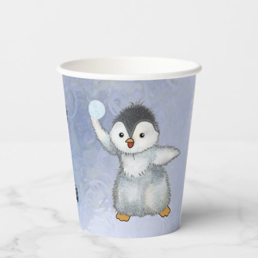 Winterpinguin  papieren bekers (Achterkant)
