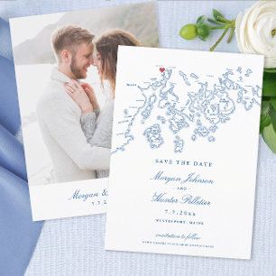 Winterport Maine Carte Marine Photo Bleue