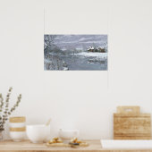 Winterposter aan het meer poster (Keuken)