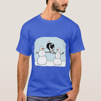 Winterpret Border Collie met Sneeuwmannen Schattig T-shirt