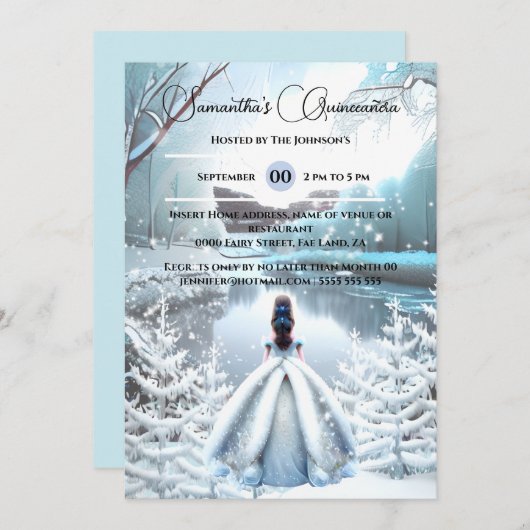 Winterprinses Quinceañera fantasie sneeuwbos Kaart (Voorkant / Achterkant)