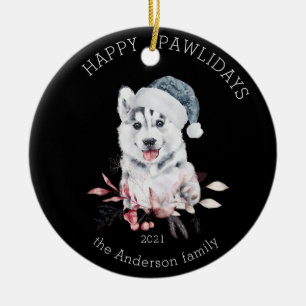winterpuppy happy pawliday foto keramische oranje keramisch ornament