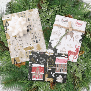 Winterrendehuizen - Traditionele kerstdagen Inpakpapier Vel