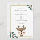 Winterrendier Baby shower uitnodiging (Voorkant)