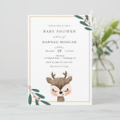 Winterrendier Baby shower uitnodiging (Staand voorkant)