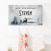 Winterrendierlijke Waterverf Birthday Spandoek (Insitu)