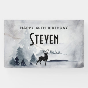 Winterrendierlijke Waterverf Birthday Spandoek