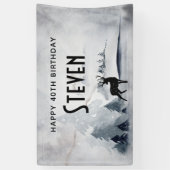 Winterrendierlijke Waterverf Birthday Spandoek (Verticaal)