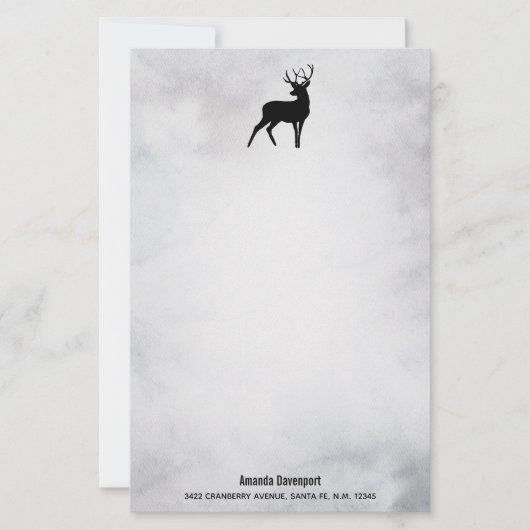 Winterrendierritme - Waterverf grijs Briefpapier (Voorkant)