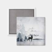 Winterrendierritme - Waterverf grijs Magneet (Voorkant / Achterkant)