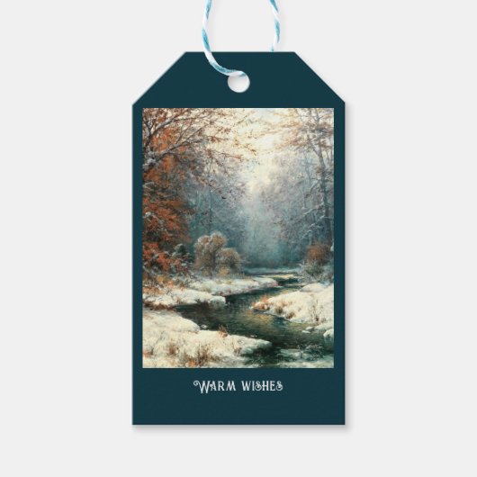 Winterrivierlandschap Cadeaulabel (Voorkant)
