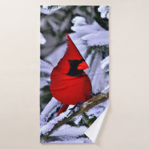 Winterrode kardinaal badhanddoek