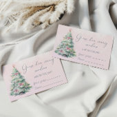 Winterroze kerstboom, raad eens hoeveel snoepjes informatiekaartje