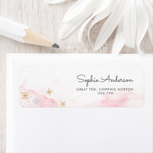 Winterroze Snowflakes Baby shower Label (Insitu)