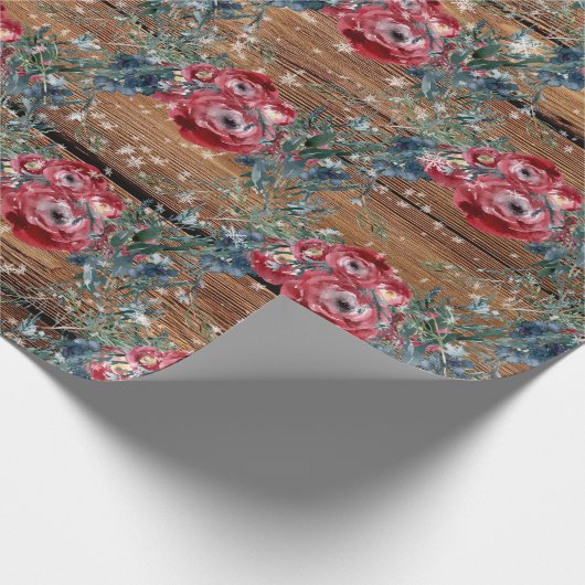 WinterRozen Pine Spruce Trellis Barn Board Cadeaupapier (Hoek)