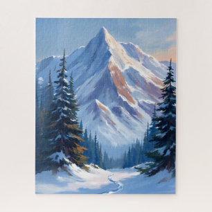 Winters berglandschap aquarelschilderij legpuzzel