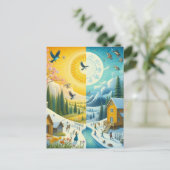 Winter's Chill naar Lente's Happy Vernal Equinox Briefkaart (Staand voorkant)
