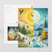 Winter's Chill naar Lente's Happy Vernal Equinox Briefkaart (Voorkant / Achterkant)
