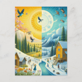 Winter's Chill naar Lente's Happy Vernal Equinox Briefkaart