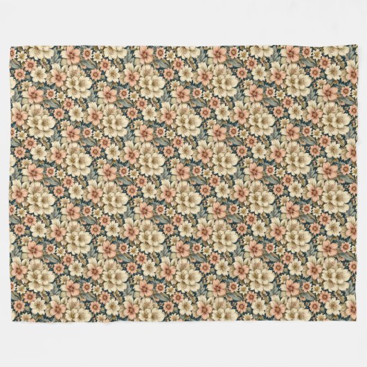 Winters Floral Azalea's en Roos Fleece Deken (Voorkant (Horizontaal))