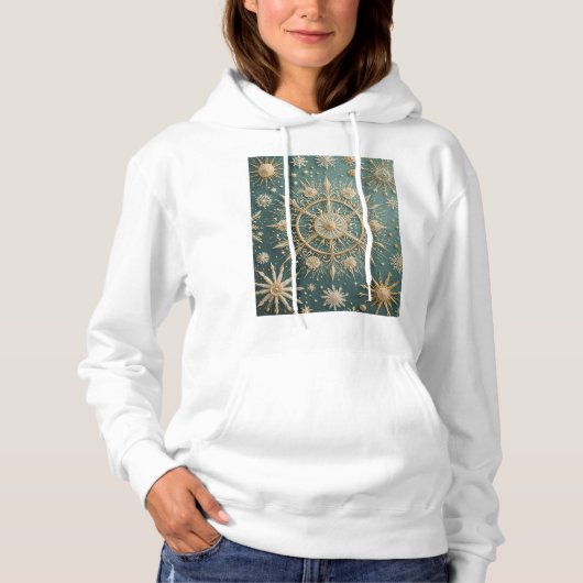 Winter's Golden Embrace: A Snowflake Serenade Hoodie (Voorkant)