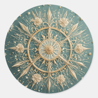 Winter's Golden Embrace: A Snowflake Serenade Ronde Sticker