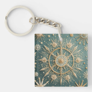 Winter's Golden Embrace: A Snowflake Serenade Sleutelhanger