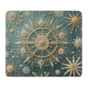 Winter's Golden Embrace: A Snowflake Serenade Snijplank