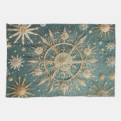 Winter's Golden Embrace: A Snowflake Serenade Theedoek (Horizontaal)