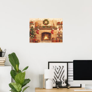 Winters Kersthaardscène Poster