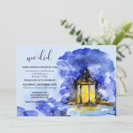 Winters Lantern Uitnodiging (Staand voorkant)