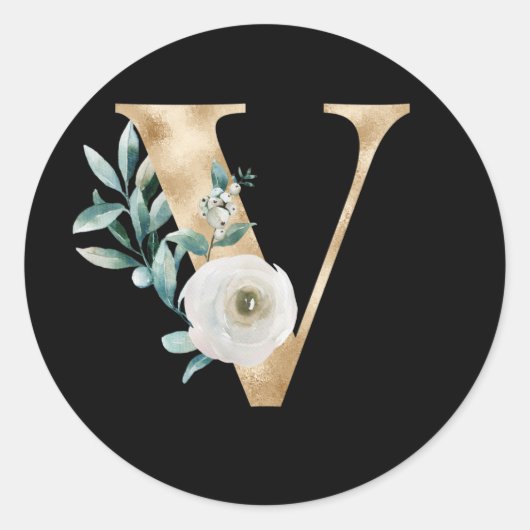 Winters vakantie initiaal sticker letter V (Voorkant)