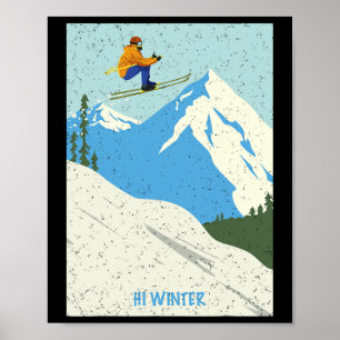 Winters vakantie ski Kerstmis X-mas Skien Skiloper Poster