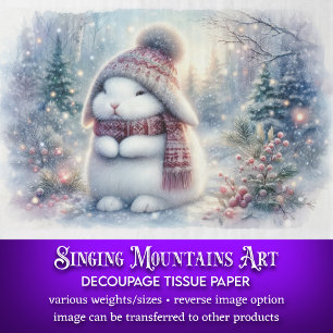 Winters wonderland Witte Konijn Decoupage Tissuepapier